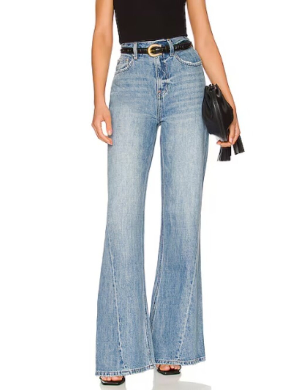 Pistola Ruby High Rise Palazzo Denim Jeans Size 28 Light Wash Flare Wide Leg